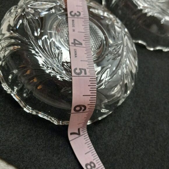 Vintage Scalloped Edge Floral design Glass Italy Candle Holders Cottagecore - Picture 7 of 8